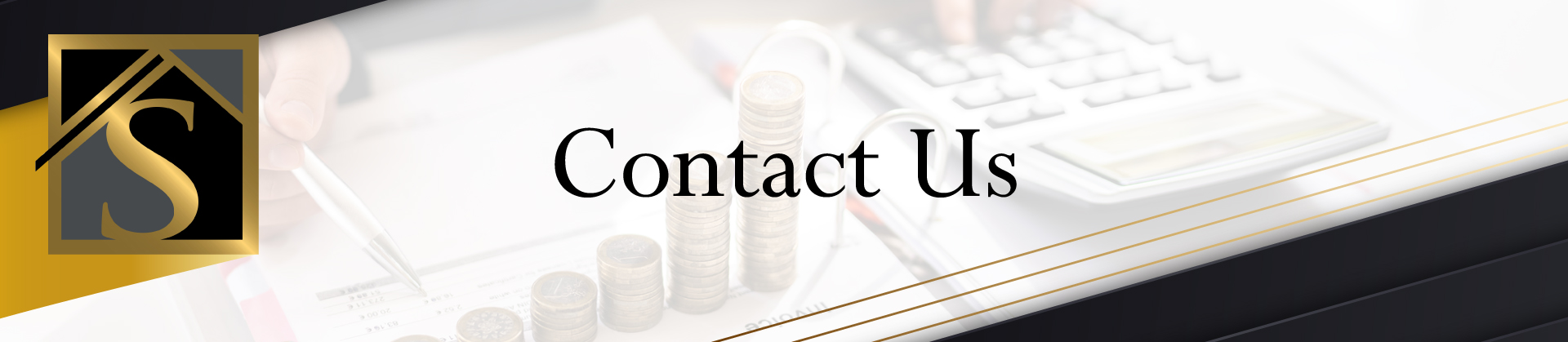 A call to action to contact us, with financial-related imagery in the background